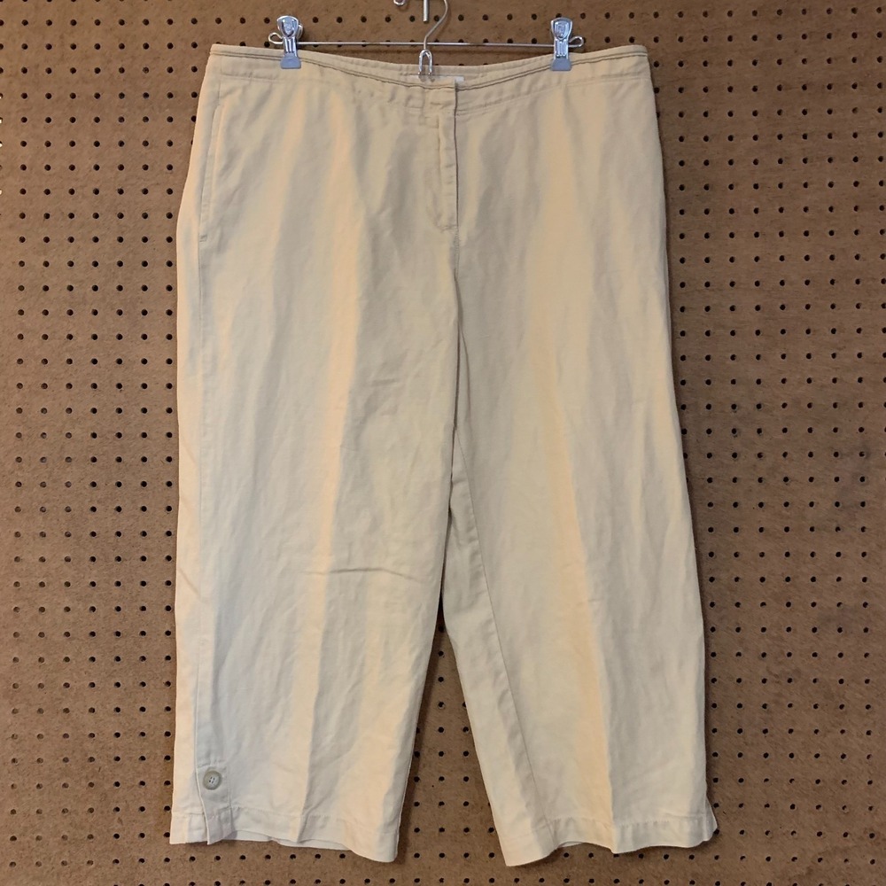 J.Jill Linen Khaki Capri Pants Cropped Casual Genuine Fit Below the Waist 14